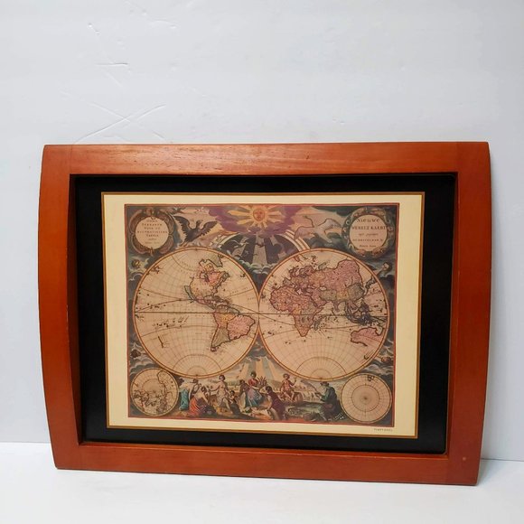 Pimpernel Dining Vintage Pimpernel Wood Serving Tray World Map